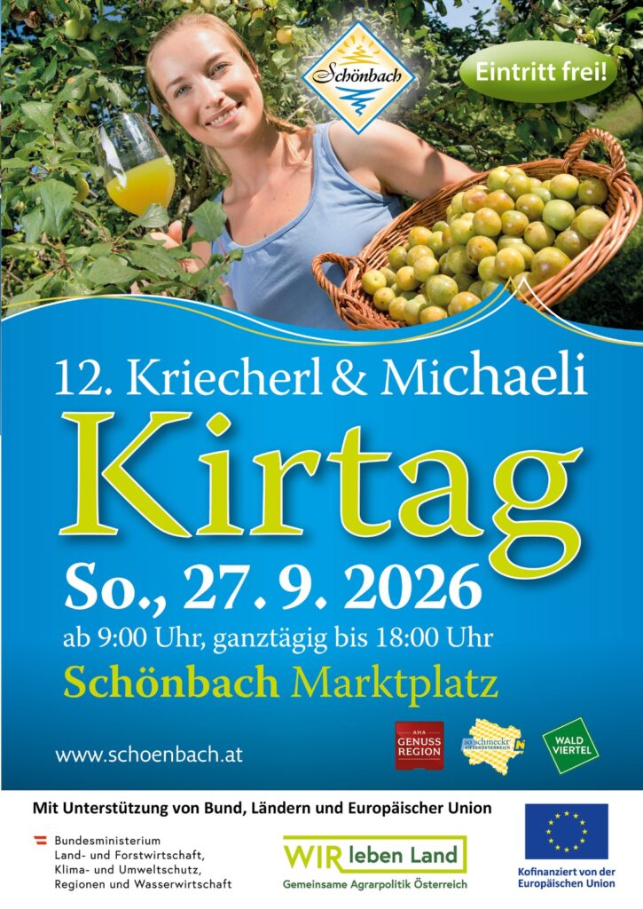Kriecherl Kirtag Schoebach 2026 09 27 Plakat